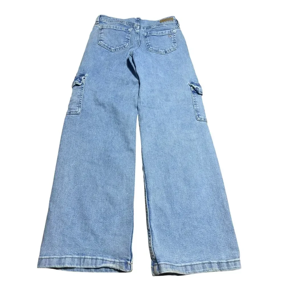 Justice Bromo girls size 12 light wash wide leg denim jeans